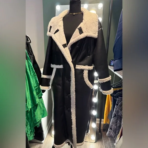 Longline Faux Leather Bonded
Aviator Coat - Picture 3 of 10